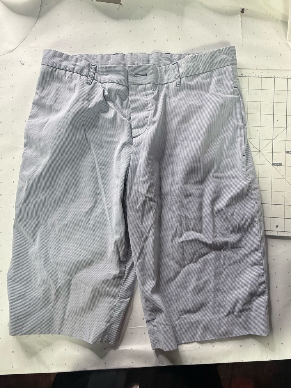 Billy Reid Navy and White Striped Shorts